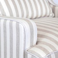 Bondi Hamptons Armchair White Piping With Stripe Natural - OWFL0227NS-1