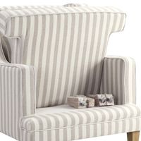 Bondi Hamptons Armchair White Piping With Stripe Natural - OWFL0227NS-1