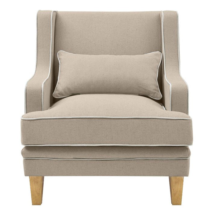 Bondi Hamptons Armchair White Piping Natural - OWFL0227N-1