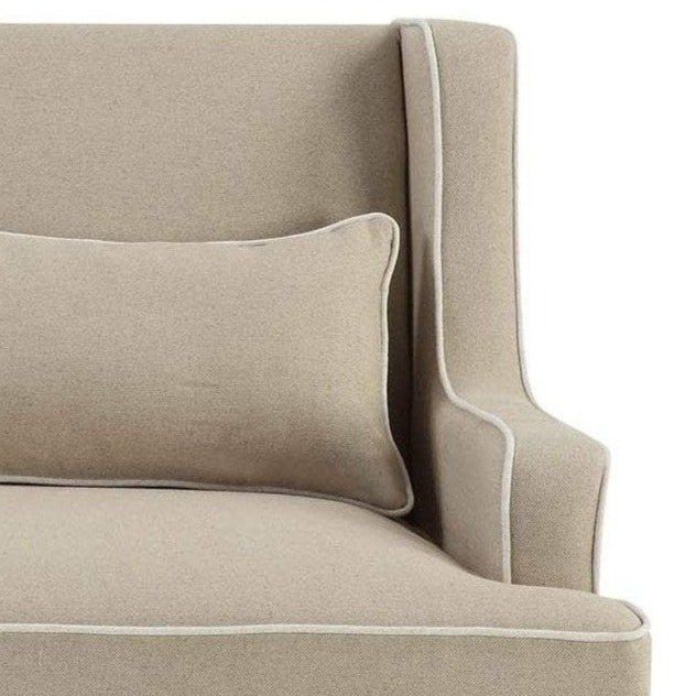 Bondi Hamptons 2 Seat Sofa With White Piping Natural - OWFL0227N-2