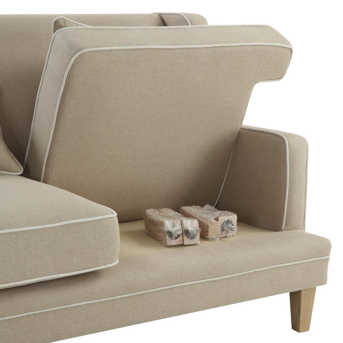 Bondi Hamptons 2 Seat Sofa With White Piping Natural - OWFL0227N-2