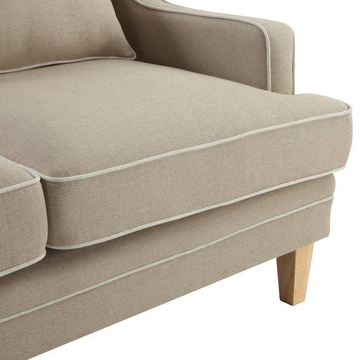 Bondi Hamptons 2 Seat Sofa With White Piping Natural - OWFL0227N-2