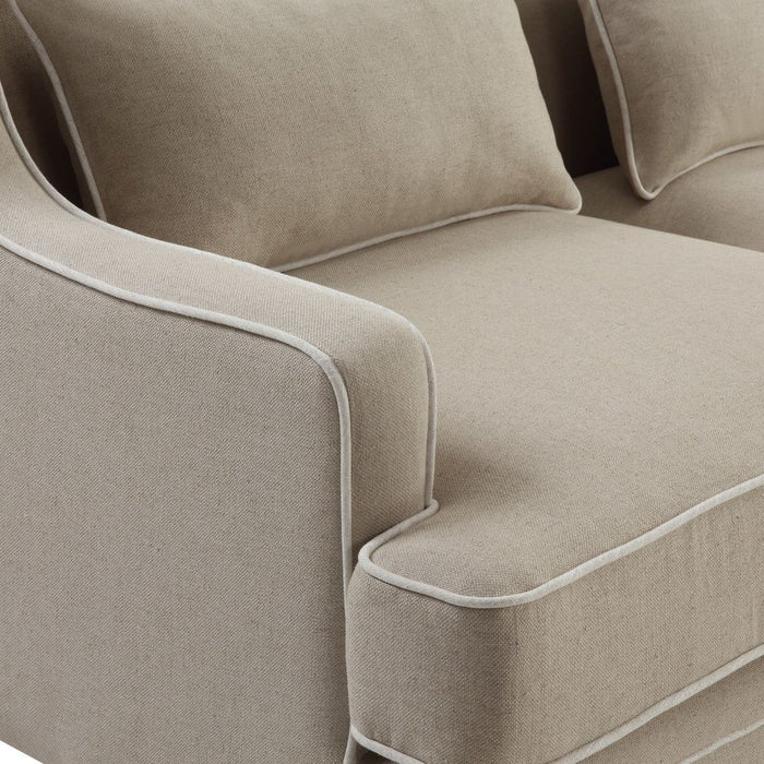 Bondi Hamptons 2 Seat Sofa With White Piping Natural - OWFL0227N-2