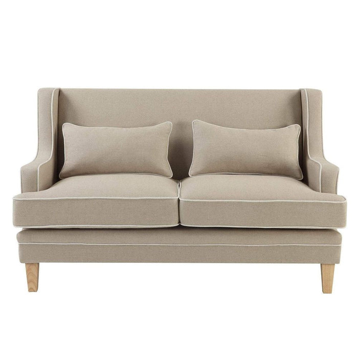 Bondi Hamptons 2 Seat Sofa With White Piping Natural - OWFL0227N-2