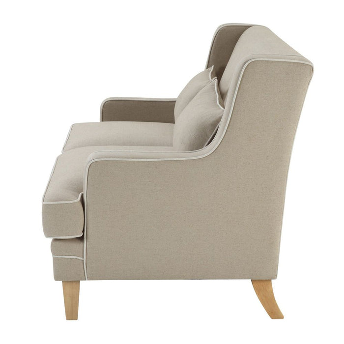 Bondi Hamptons 2 Seat Sofa With White Piping Natural - OWFL0227N-2
