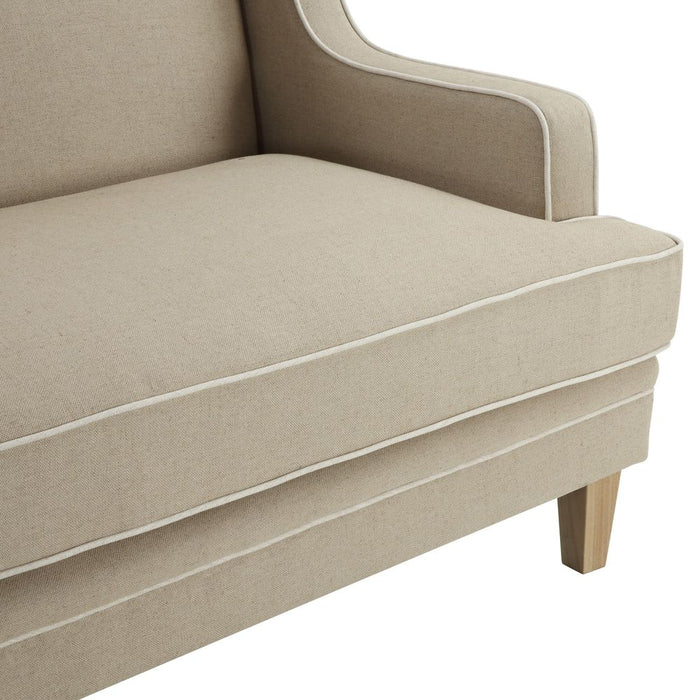 Bondi Hamptons 3 Seat Sofa With White Piping Natural - OWFL0227N-3