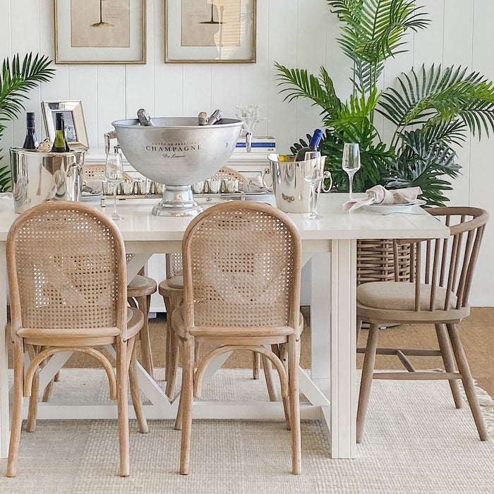 Round Curved Stripe Back Dining Chair Natural - OWFX0013