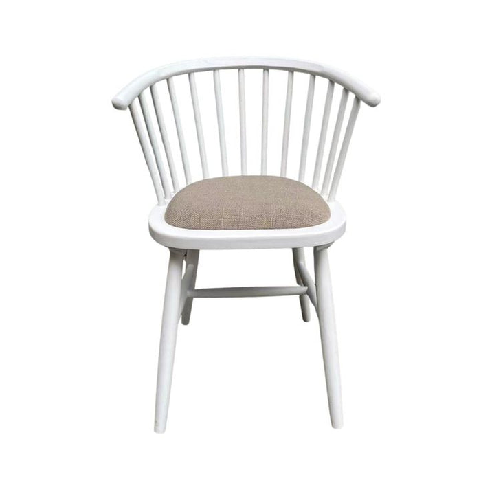 Round Curved Stripe Back Dining Chair White - OWFX0013W