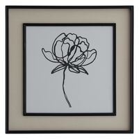 Sketched Flowers in Black Frame with Linen Insert Set of 2 Wall Art Ivory - OWHM1168