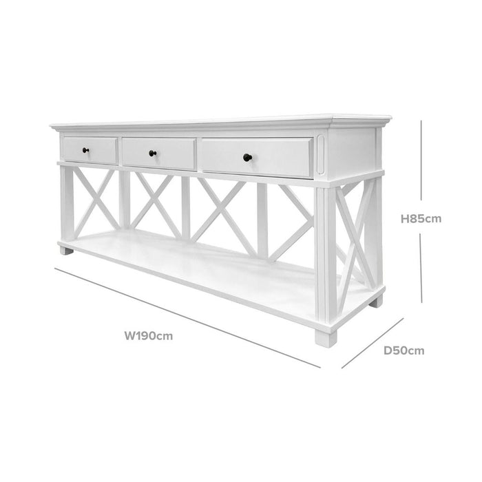 Sorrento Hamptons 3 Drawer Console Table White - OWFV0010