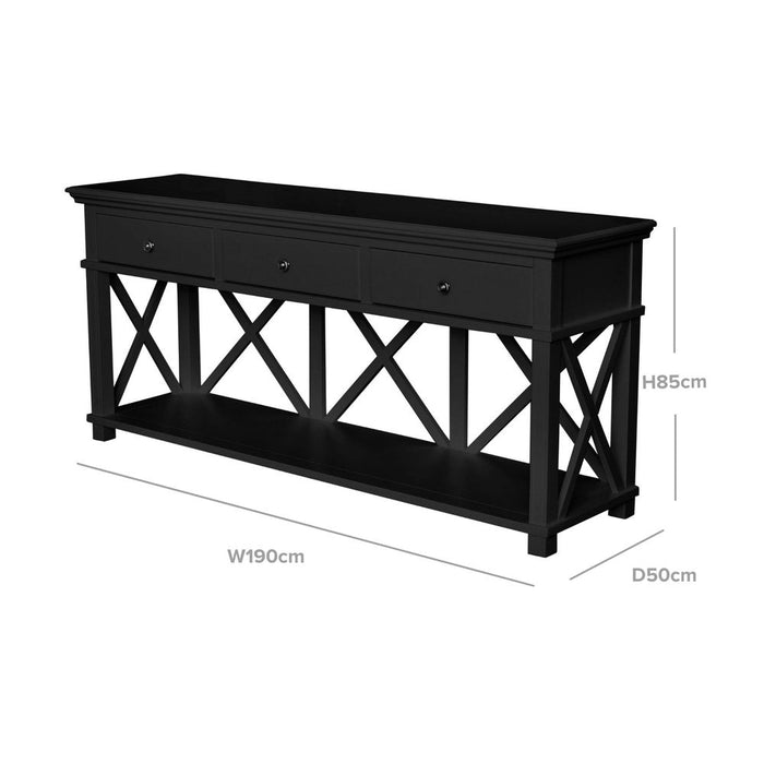 Sorrento Hamptons 3 Drawer Console Table Black - OWFV0010B