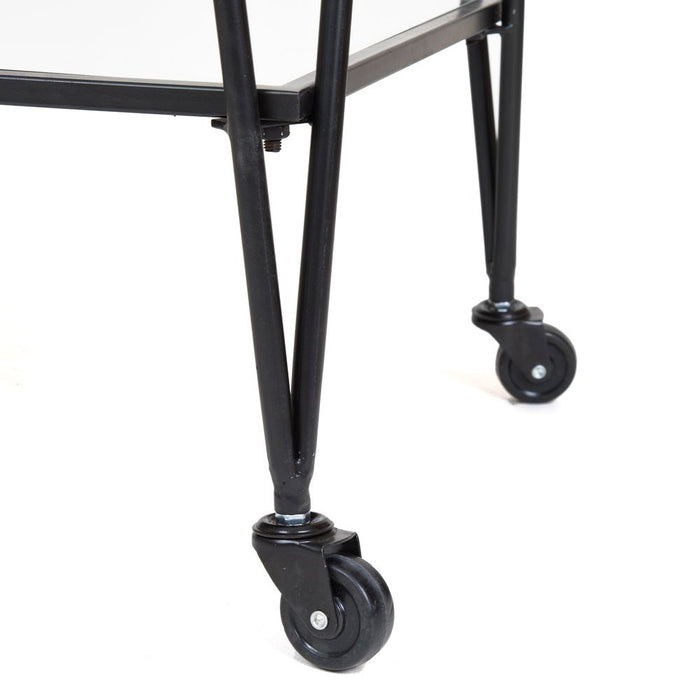 Lloyd Mirror Shelves Bar Trolley Black - OWMF0059