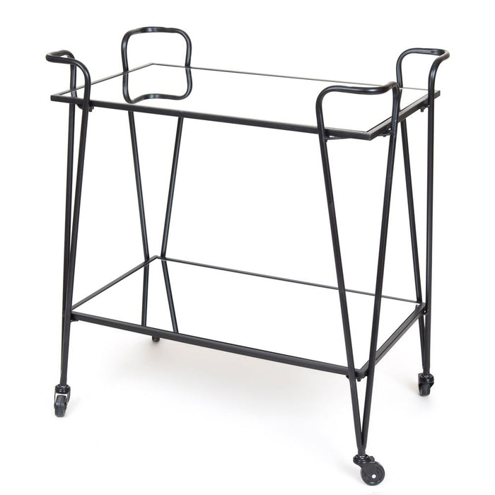 Lloyd Mirror Shelves Bar Trolley Black - OWMF0059
