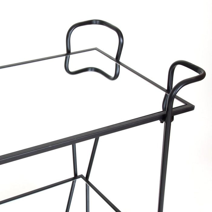 Lloyd Mirror Shelves Bar Trolley Black - OWMF0059