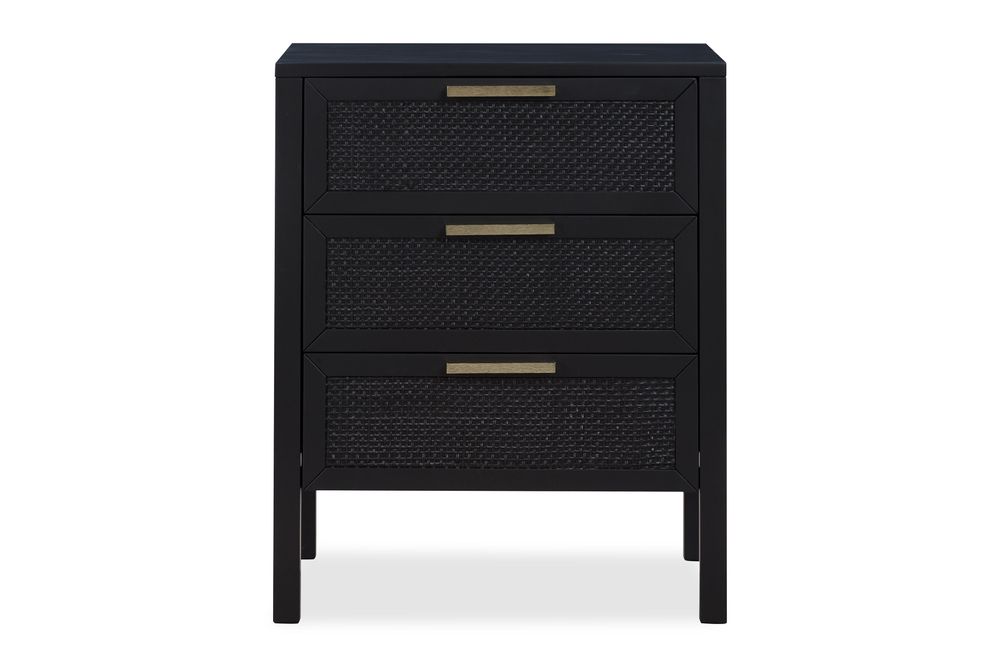 Santorini Bedside 3 Drawers Black - OWUT0021B