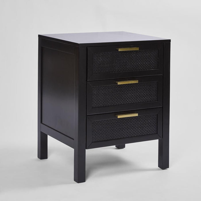 Santorini Bedside 3 Drawers Black - OWUT0021B