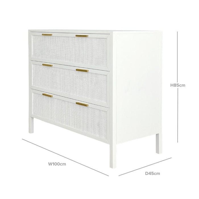 Santorini Hamptons 3 Drawer White - OWUT0019W
