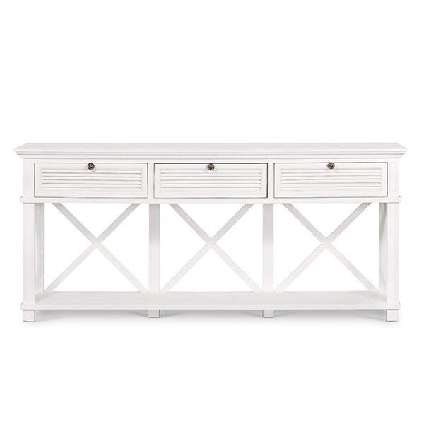West Beach 3 Drawer Hamptons Console Table White - OWWB1010