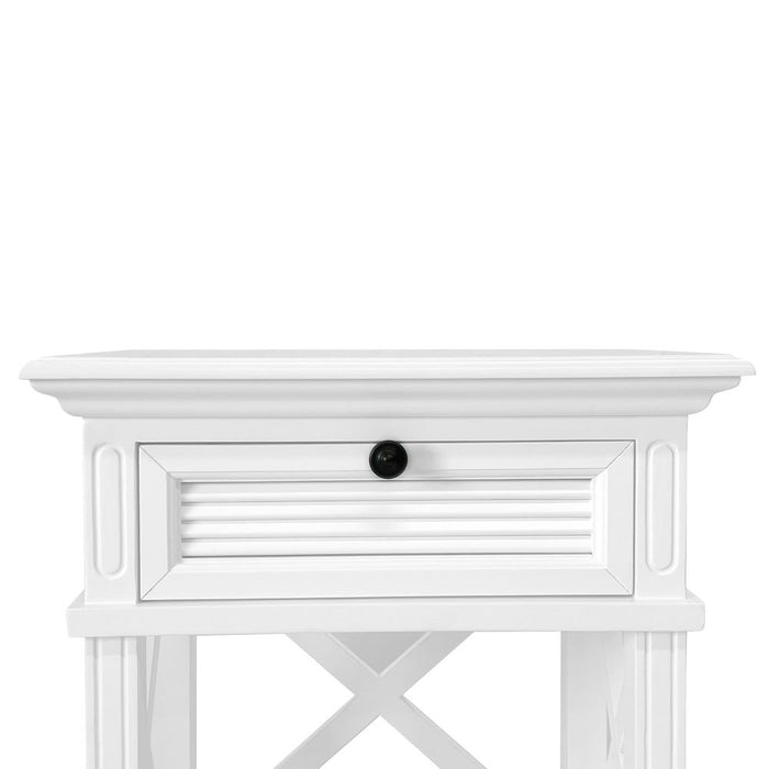 West Beach Hamptons Bedside Table With Drawer White - OWWB1018