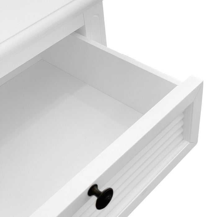 West Beach Hamptons Bedside Table With Drawer White - OWWB1018