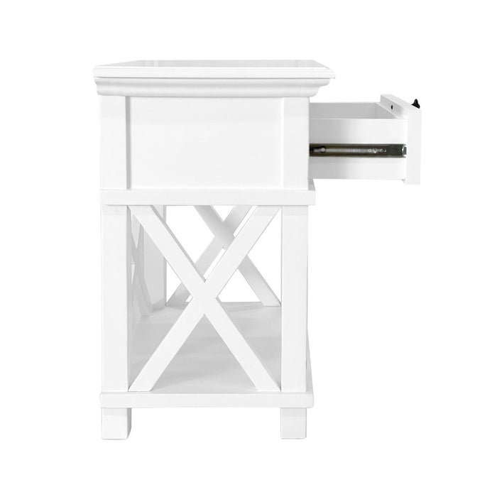 West Beach Hamptons Bedside Table With Drawer White - OWWB1018