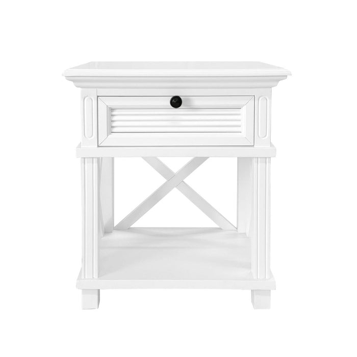 West Beach Hamptons Bedside Table With Drawer White - OWWB1018