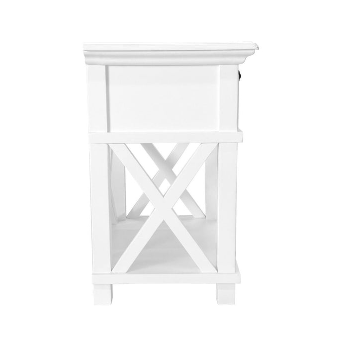 West Beach Hamptons Bedside Table With Drawer White - OWWB1018