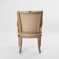 Oakwood Hamptons Linen Dining Chair Studs Blue Stripe With Natural - OWFC0051BS