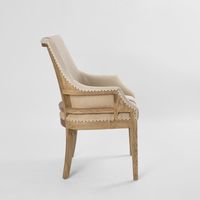 Oakwood Hamptons Linen Dining Chair Studs Blue Stripe With Natural - OWFC0051BS