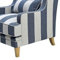 Bondi Hamptons Cream Stripe Armchair Blue - OWFL0227DS-1