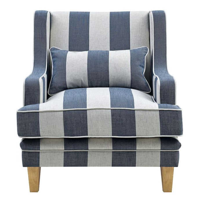 Bondi Hamptons Cream Stripe Armchair Blue - OWFL0227DS-1