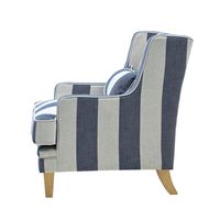 Bondi Hamptons Cream Stripe Armchair Blue - OWFL0227DS-1