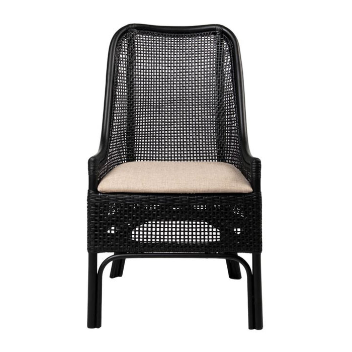 Victoria Hamptons Rattan Dining Chair Black - OWPAN06