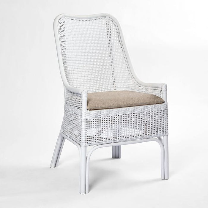 Victoria Hamptons Rattan Dining Chair White - OWPAN07