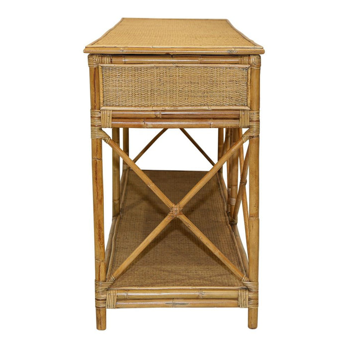 Cayman Large Rattan Console Table Natural - OWEJ0025