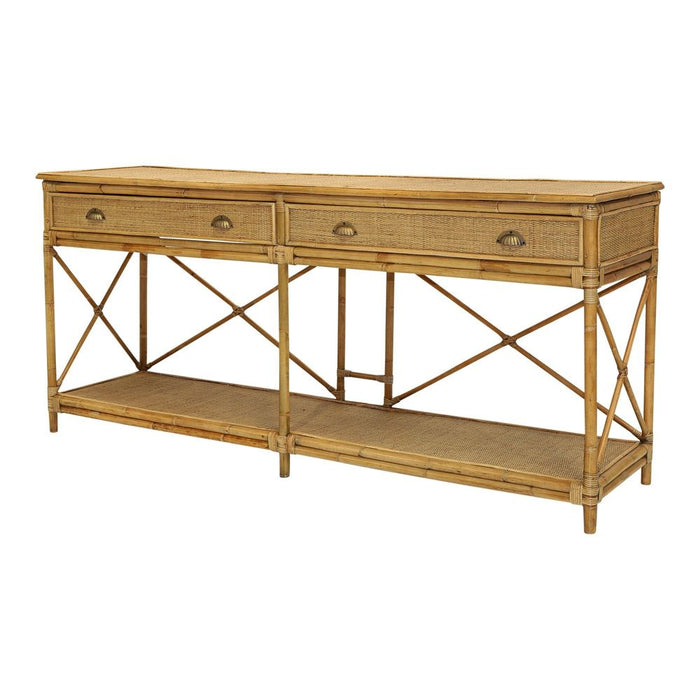Cayman Large Rattan Console Table Natural - OWEJ0025