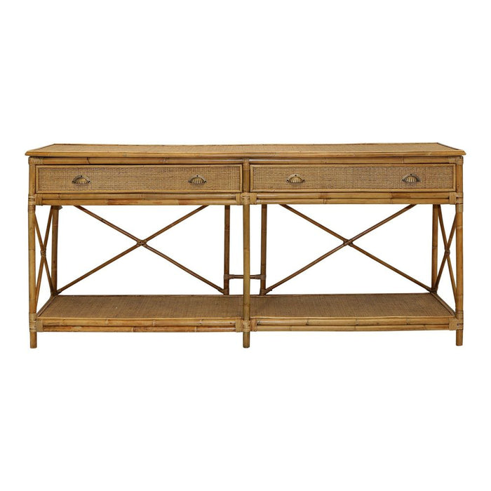 Cayman Large Rattan Console Table Natural - OWEJ0025