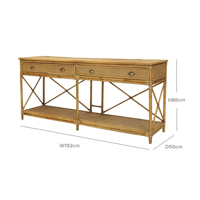 Cayman Large Rattan Console Table Natural - OWEJ0025