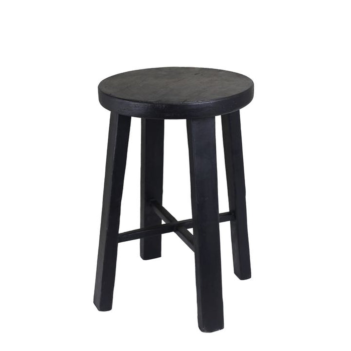 Round Teak Wood Standard Stool Black - RHRA09BK