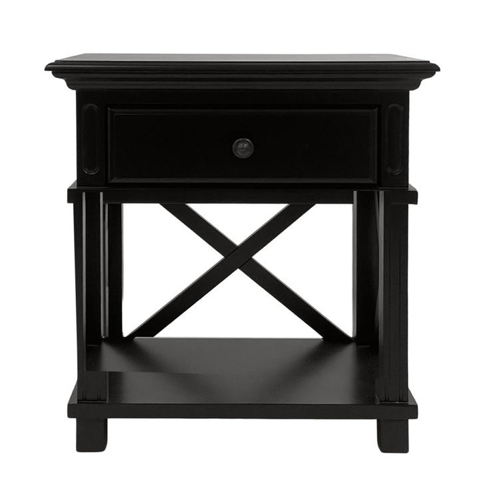Sorrento Hamptons One Drawer Bedside Table Black - OWFV0018B