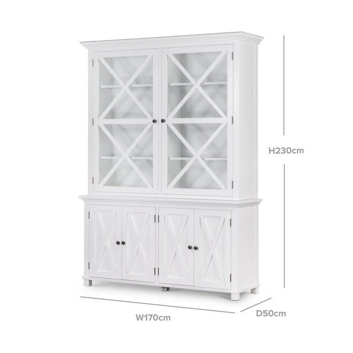 Sorrento Large Glass Door Hamptons Cabinet White - OWFV0013