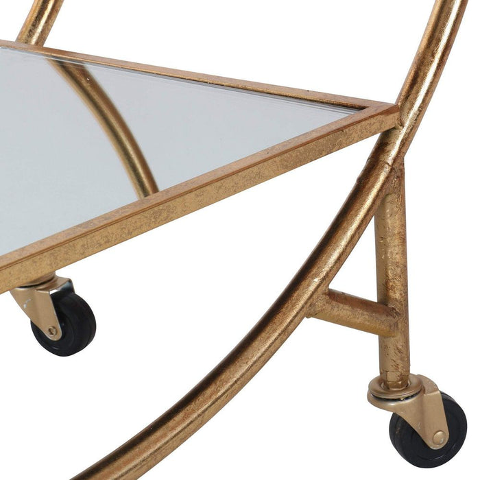 Bar Cart with Mirror Shelves Antique Gold - OWMF0008