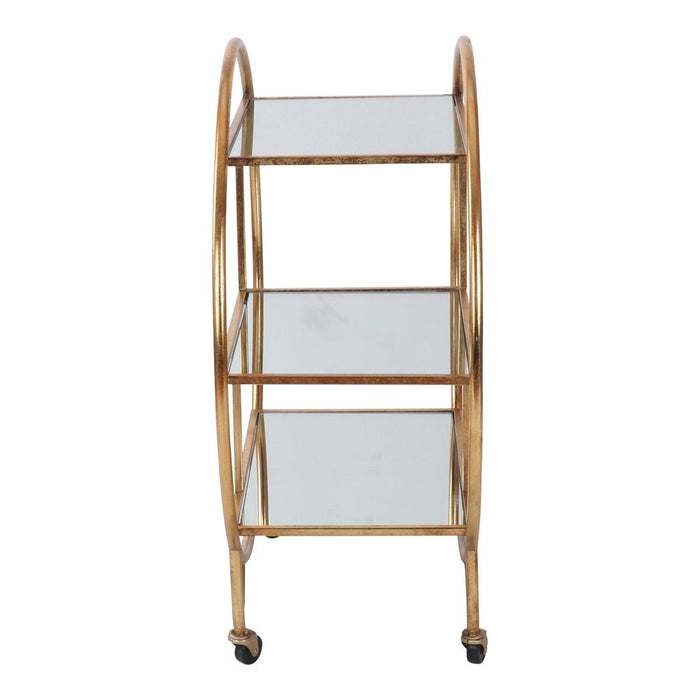 Bar Cart with Mirror Shelves Antique Gold - OWMF0008
