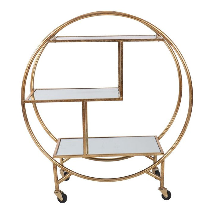 Bar Cart with Mirror Shelves Antique Gold - OWMF0008
