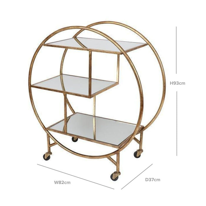 Bar Cart with Mirror Shelves Antique Gold - OWMF0008