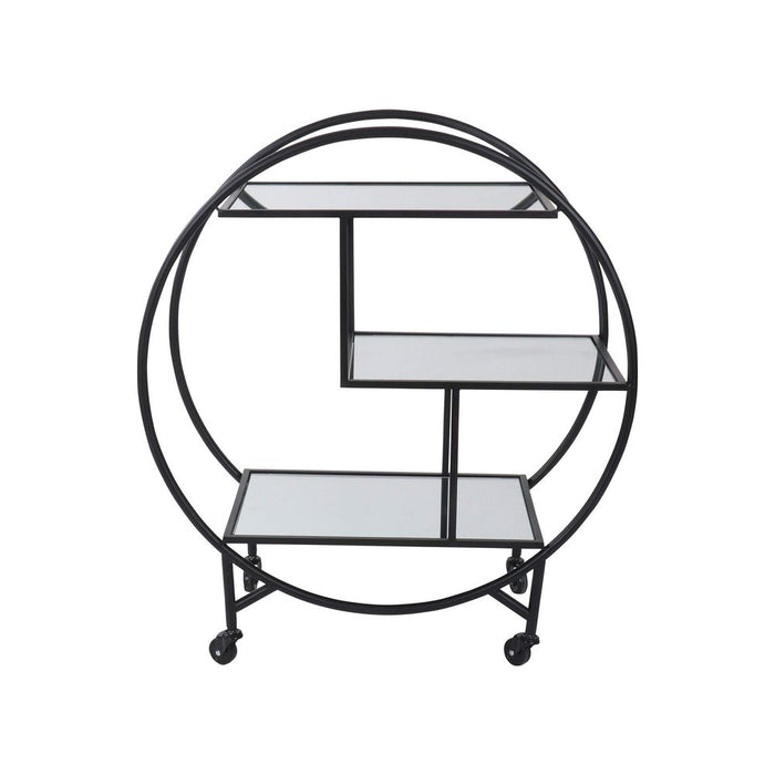 Bar Cart with Mirror Shelves Black - OWMF0008B