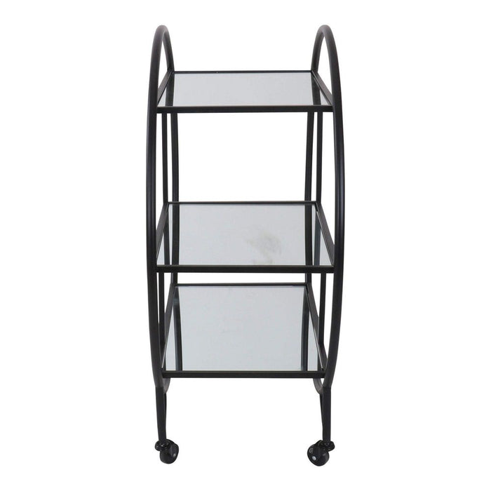 Bar Cart with Mirror Shelves Black - OWMF0008B