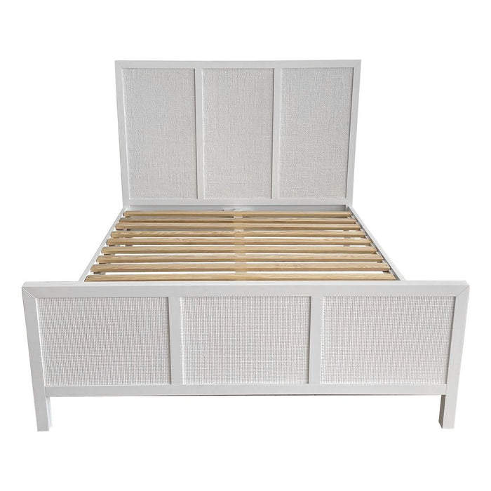 Santorini Hamptons Timber Queen Bed White - OWUT0016W