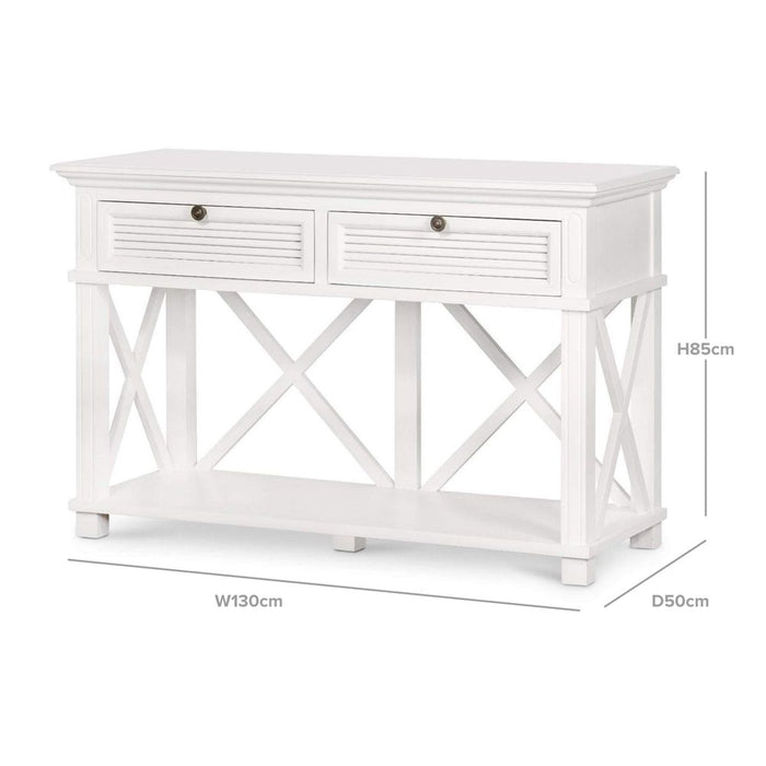 West Beach 2 Drawer Hamptons Console Table White - OWWB1014