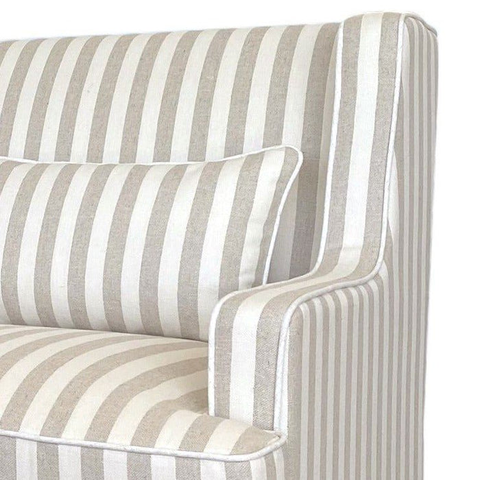 Bondi Hamptons 2 Seat Sofa Stripe With White Piping Natural - OWFL0227NS-2